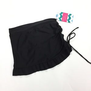 NWT Mikarose Swim Skirt Ruched Black Sz XXS (00-0)